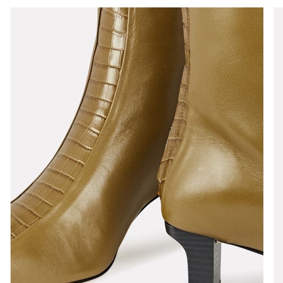 AEYDE  kitten heels Molly ankle boots with stripes of Croc- Embossed  NWOB - Picture 3 of 12